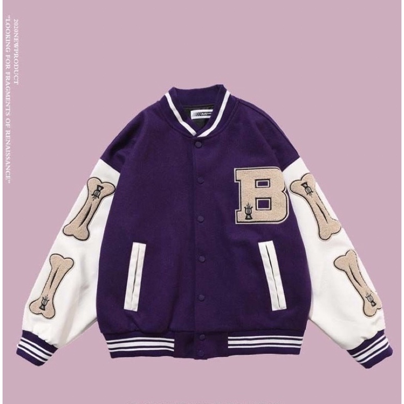 Áo Van City Jacket Họa Tiết Xương vải dạ tay da cao cấp