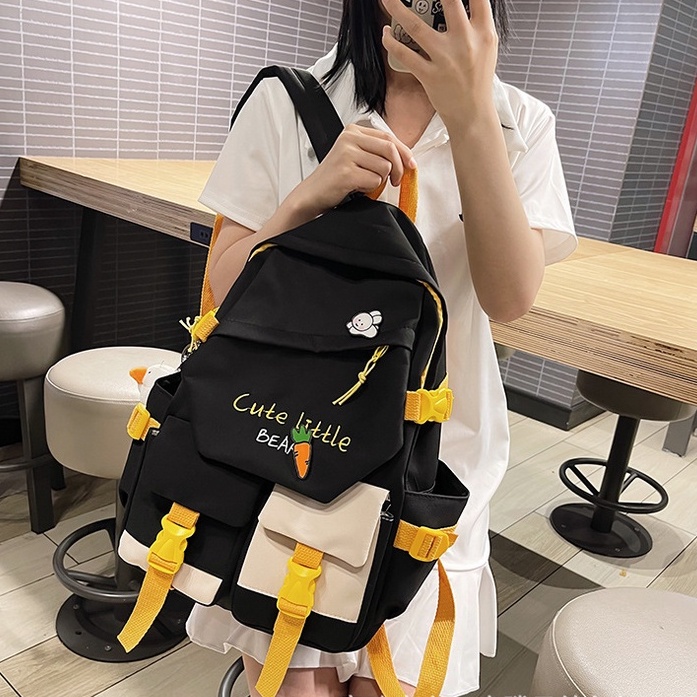 Balo ulzzang nữ đi học học sinh, sinh viên Hàn Quốc cao cấp chống nước (tặng kèm vịt bông,sticker)