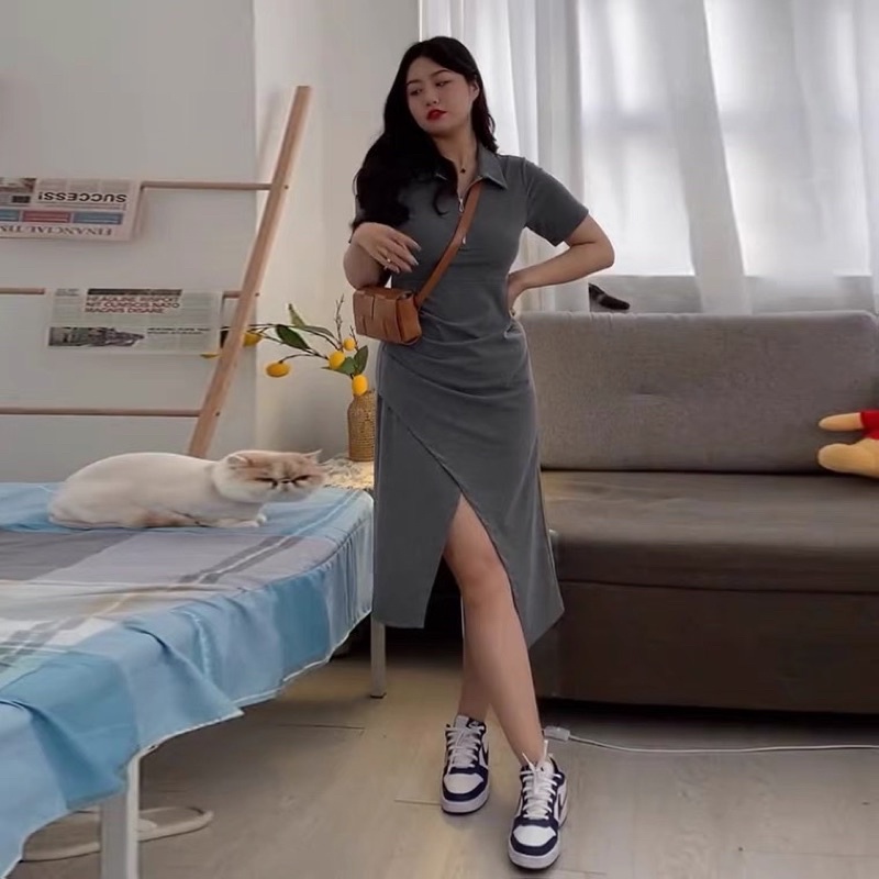 [ Bigsize 55-100kg] Vày nhúm eo dáng dài xẻ tà cực phẩm tôn dáng