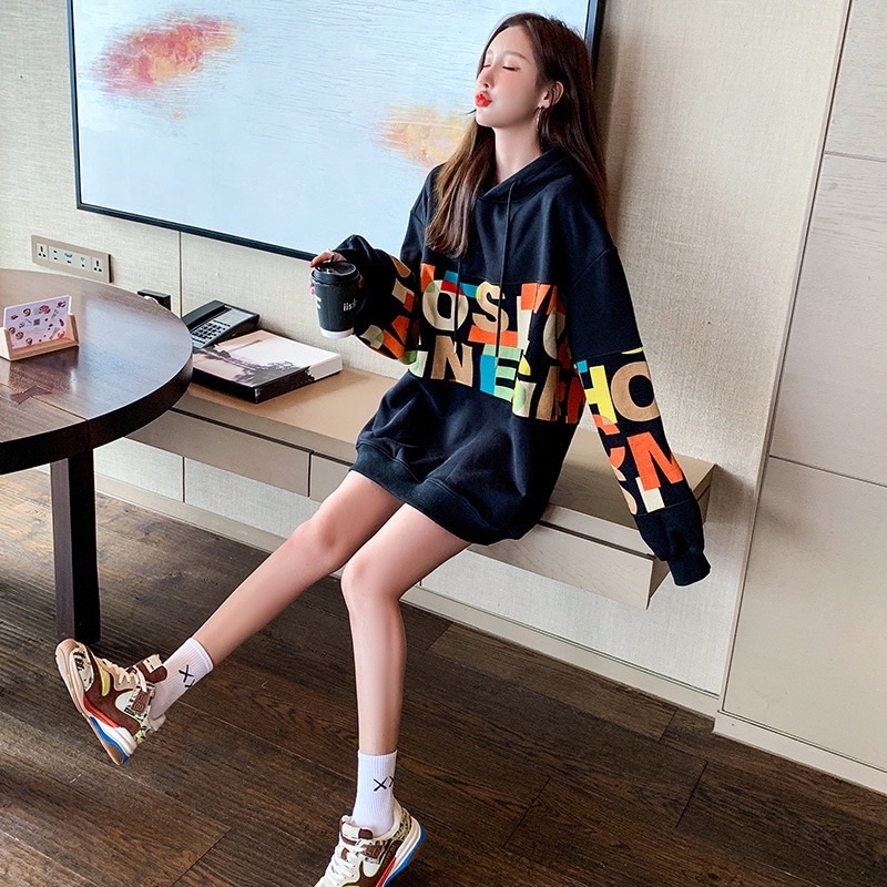 Áo Hoodie Chữ GRAFFITI 🦋 Áo Nỉ Nữ Đen In Chữ Màu Dài Tay Có Mũ 🦋 | BigBuy360 - bigbuy360.vn