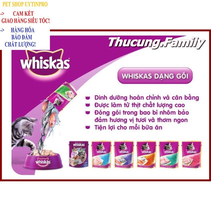 PATE XỐT CHO MÈO CON Whiskas Vị cá thu With Mackerel Gói 80g Bổ sung dinh dưỡng Xuất xứ Thái Lan
