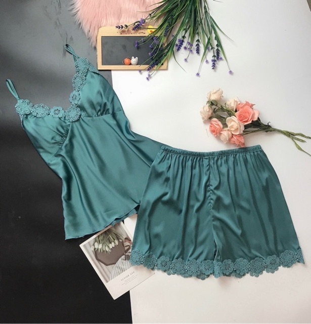 KELLY WANG SX412 bộ ngủ lụa satin cao cấp- đồ ngủ gợi cảm (Có muốt ngực) | BigBuy360 - bigbuy360.vn