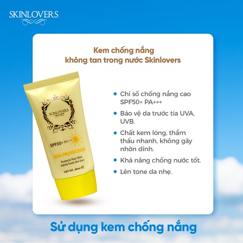 Kem chống nắng không tan trong nước SPF50 PA+++ Hàn Quốc Skinlovers