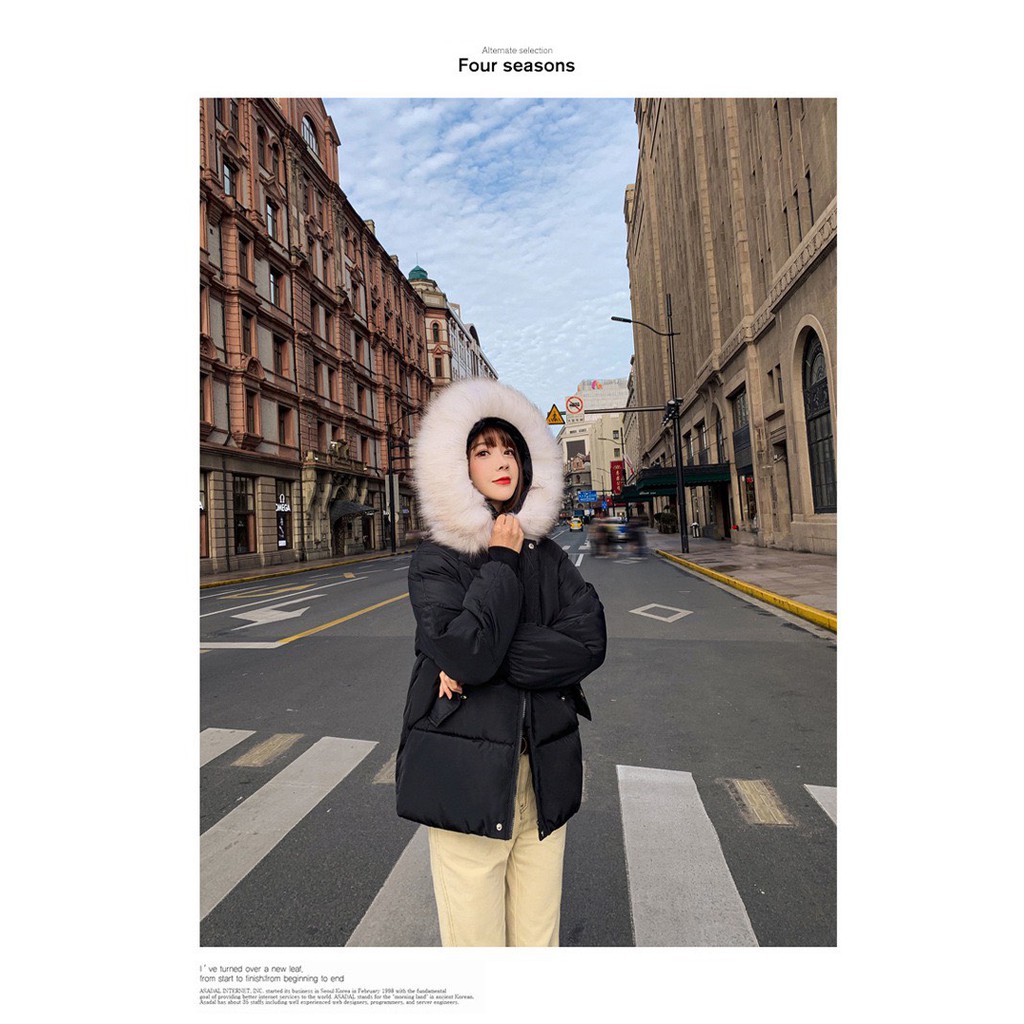 Giao Ngay 🌼Áo Khoác Phao Nữ Dáng Lửng Mũ Lông hàng Quảng Châu hot trend 2021 | BigBuy360 - bigbuy360.vn