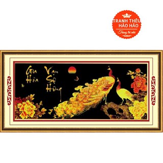 Tranh thêu Tay KHỔNG TƯỚC KIM SẮC 222556