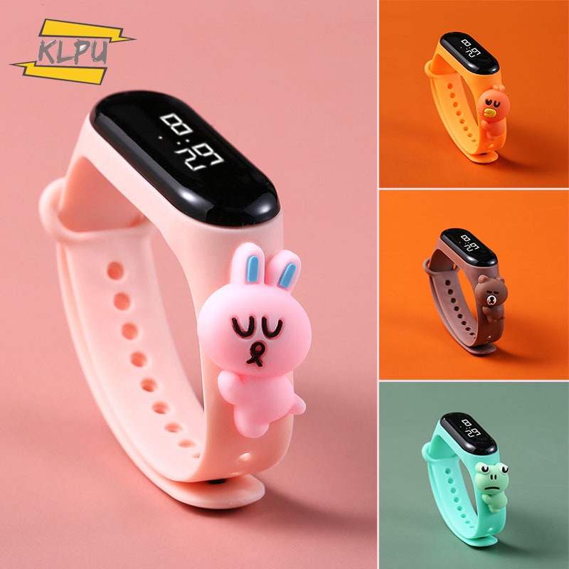 Đồng hồ đeo tay điện tử màn hình cảm ứng chống nước hình hoạt hình có đèn LED cho trẻ em