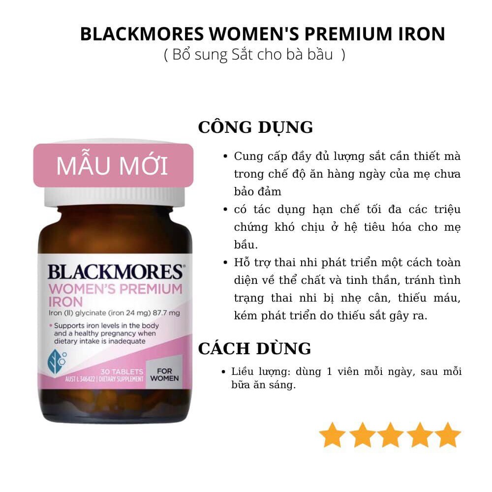 Viên Uống Bổ Sung Sắt Blackmores Hộp 30 Viên