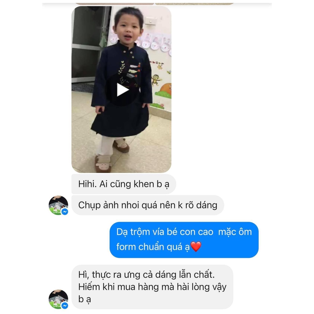 Áo dài bé trai Đại Lộc vải đũi mềm mát thấm hút mồ hôi thêu hình cá