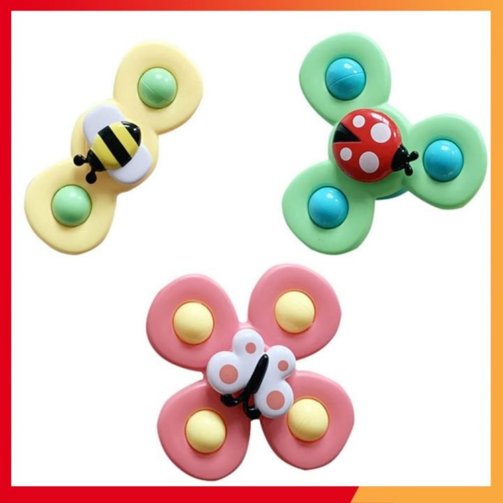 Con quay đồ chơi Fidget Spinner thiết kế hình động vật hoạt hình có giác hút đọc đáo dành cho các bé từ 6 tháng tuổi lên