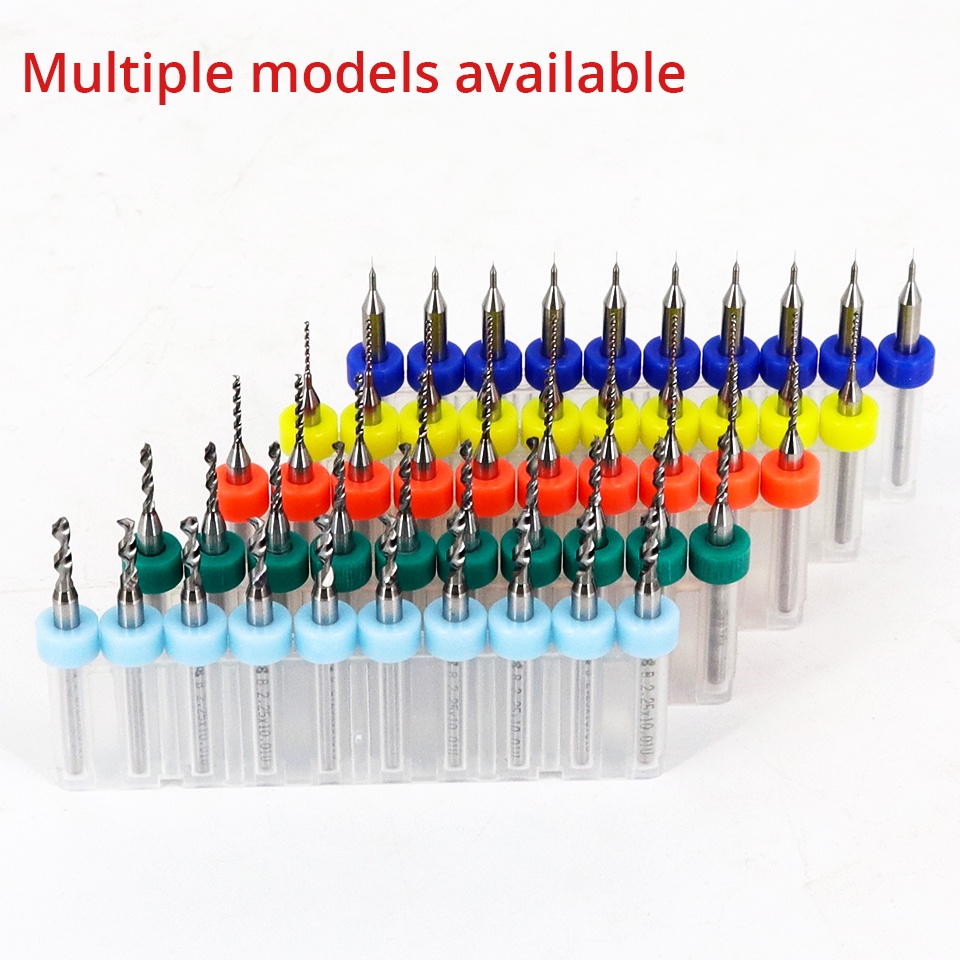 Set 10 Mũi Khoan Mini 1mm 2mm 3.175 Bằng Cacbua PCB Chuyên Dụng Cho Bảng Mạch In CNC