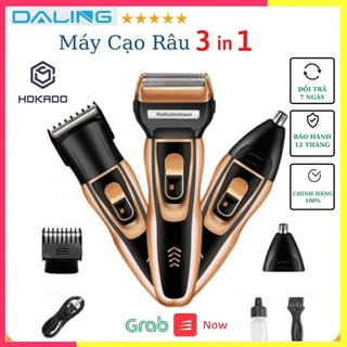 Máy Cạo Râu 3 In 1 Đa Năng Cho Nam Daling DL-9007 HoKado,máy cạo râu thông minh cầm tay cạo râu hớt tóc tỉa lông mũi