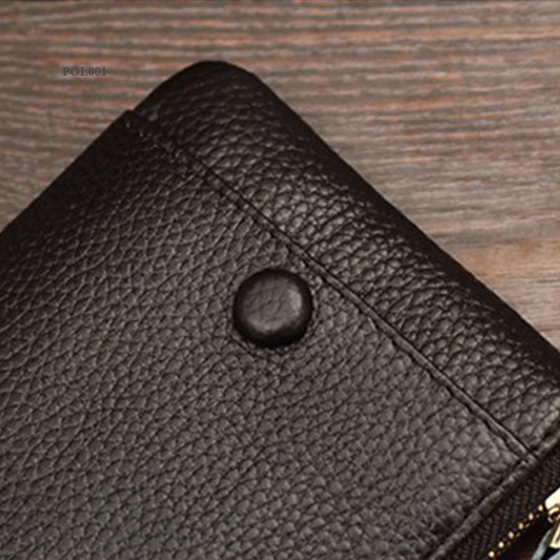 Ví da thời trang, Bóp ví dáng dài cho nam nữ, da bò cao cấp, nhiều ngăn, có ngăn để điện thoại POL001