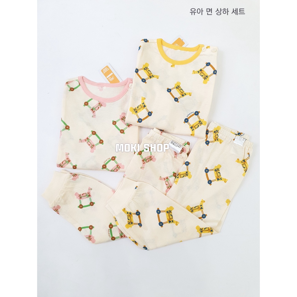 Bộ cotton organic dài tay 2 màu