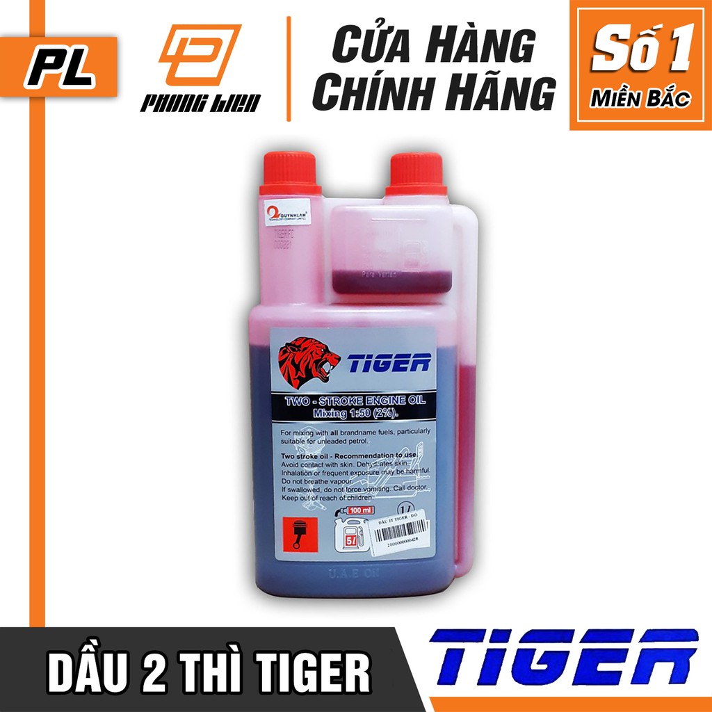 Combo 5 Chai Dầu Nhớt 2 Kỳ Tiger dùng cho máy cưa xích, máy cắt cỏ , Có Bình Đong Phụ - Hàng Chính Hãng