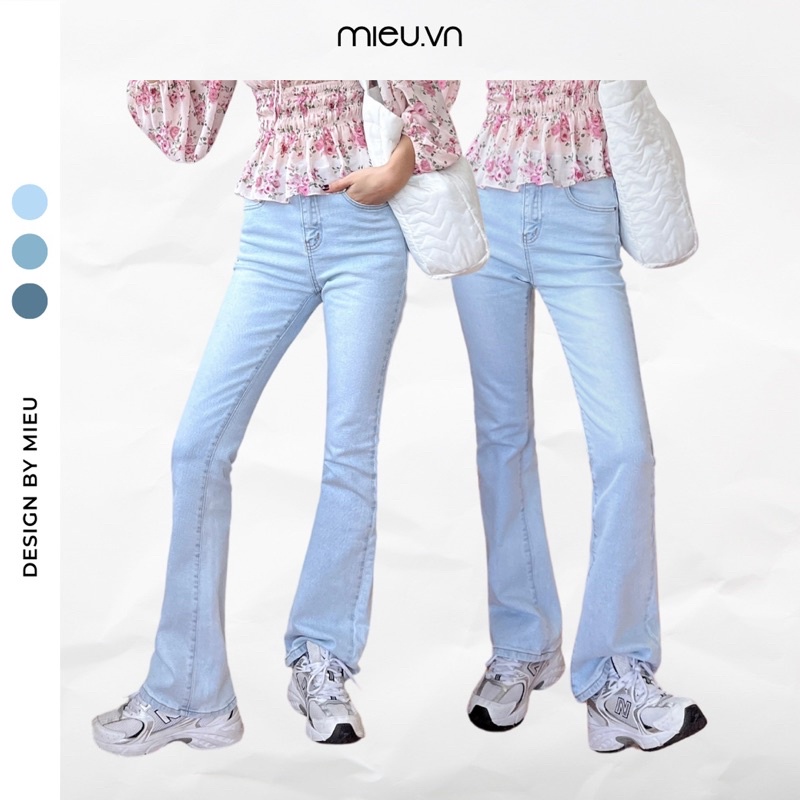 Quần jean dáng đứng ống loe cạp cao co giãn MIEU - JM11