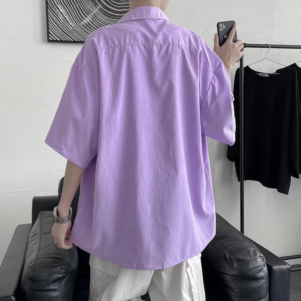 Áo Sơ Mi Mỏng Tay Ngắn Dáng Rộng Phong Cách Hàn Quốc Thời Trang Mùa Hè Cho Nam Size M-2XL