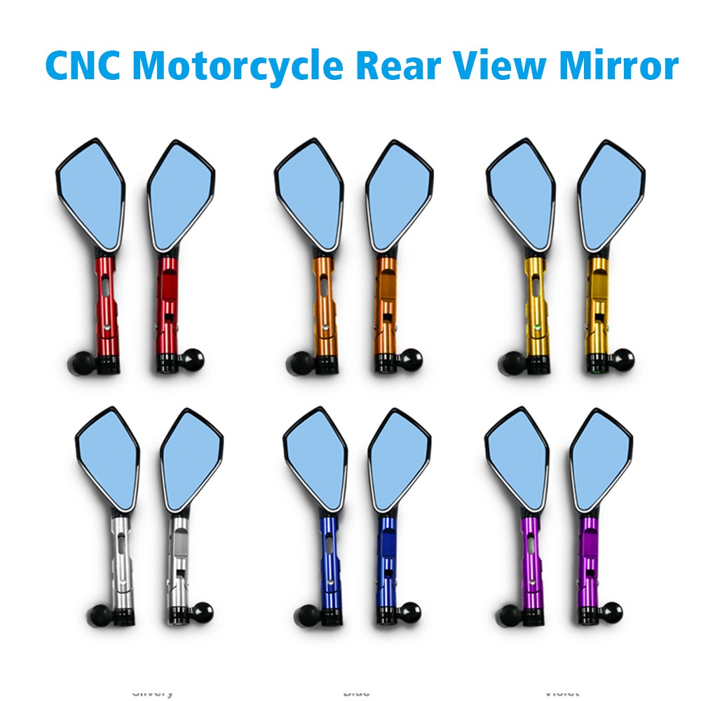 Cặp kính chiếu hậu khung hợp kim nhôm 8mm 10mm kèm phụ kiện chuyên dụng cho xe máy