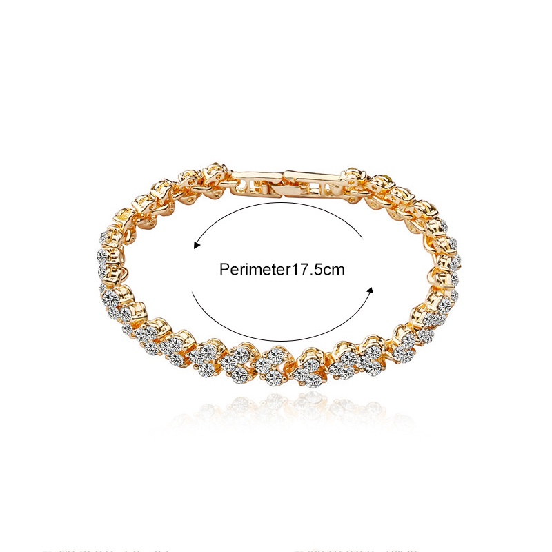 Vòng tay dây xích mặt trái tim đính đá zircon phong cách Hàn Quốc cho nam và nữ