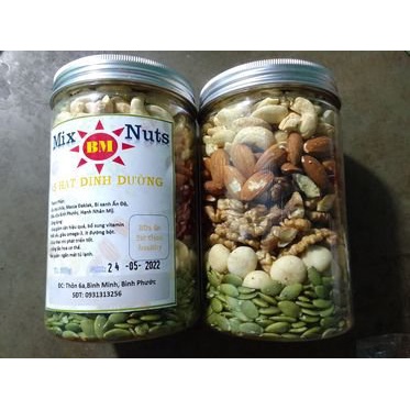 Hạt Dinh Dưỡng Mix 5 Loại - Hũ 500g - Nhân Hạt Sấy Nguyên Vị