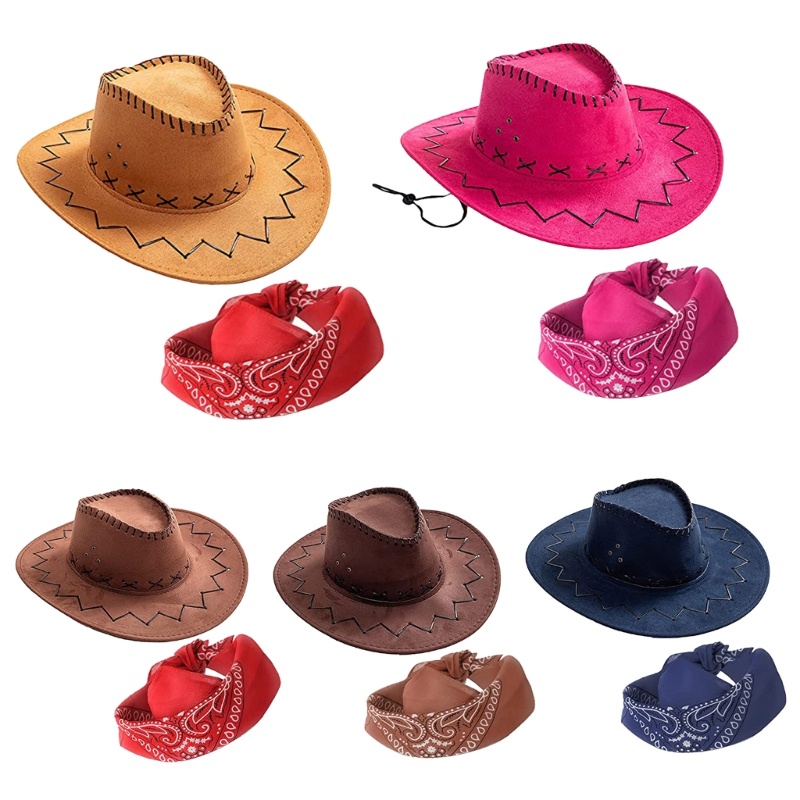 LI Cowboy Hat Bandanas Bachelorette Cowboy Trang phục du lịch Mũ hiệu suất phương Tây