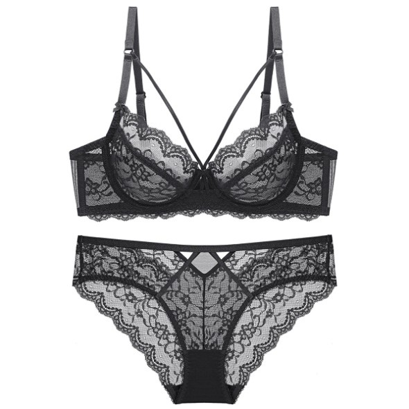 Bộ Đồ Lót Ren Xuyên Thấu Có Gọng Không Đệm Dây Đan Chéo Ngực Siêu Sexy Lacy Bra - B05 | BigBuy360 - bigbuy360.vn