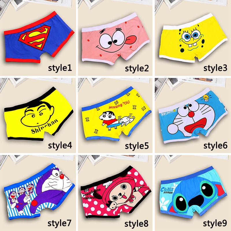 Quần Lót Boxer Cotton In Họa Tiết Hoạt Hình Spongebob Cho Nam