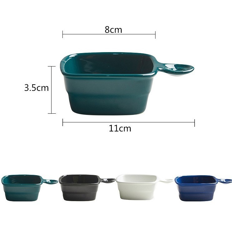 Bát sứ ăn dặm hình vuông tay cầm thủy thủ - Nhiều màu