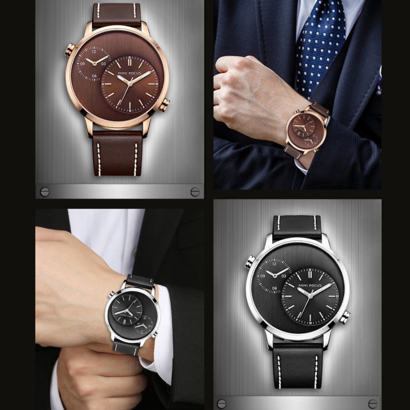 Đồng hồ nam MINI FOCUS MF035 dây da chạy 5 kim size mặt 46mm | BigBuy360 - bigbuy360.vn