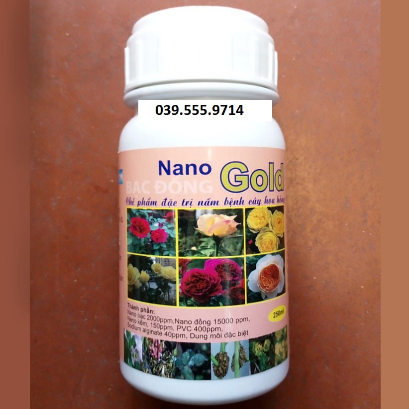 Chế phẩm Nano gold Bạc Đồng đặc trị nấm bệnh cho cây hoa hồng 250ml