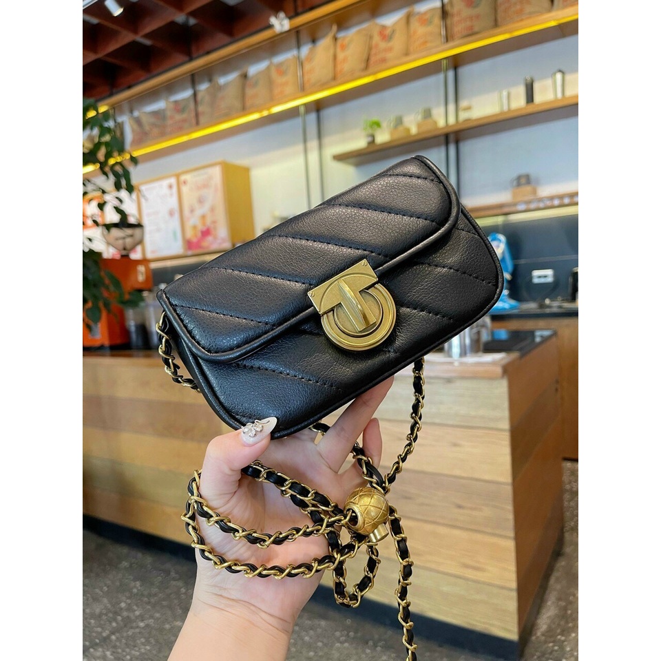 Túi đeo vai đeo chéo da mềm khóa tròn kim loại dây đeo quả chuông điều chỉnh ngắn dài