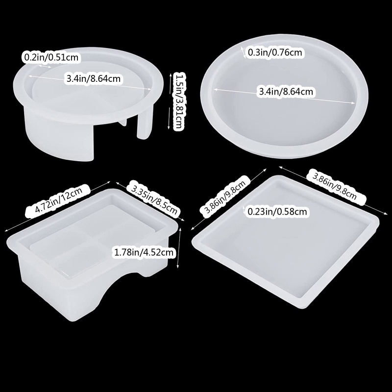 Bộ Khuôn Silicone Làm Đế Lót Ly Bằng Resin Epoxy DIY