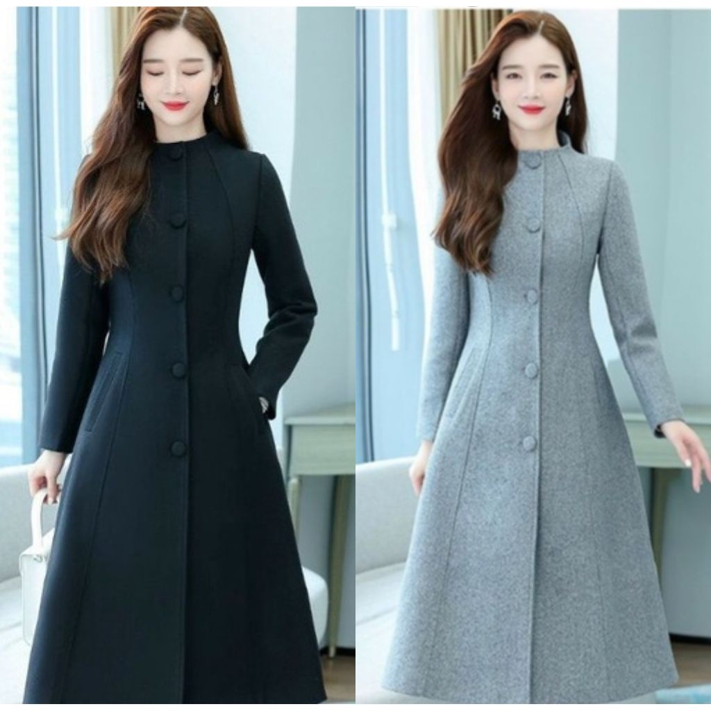 Áo Khoác Nữ Dáng Dài - Áo Dạ Cổ Đứng Dáng Xoè Cao Cấp Quảng Châu Siêu Ấm Sang Trọng