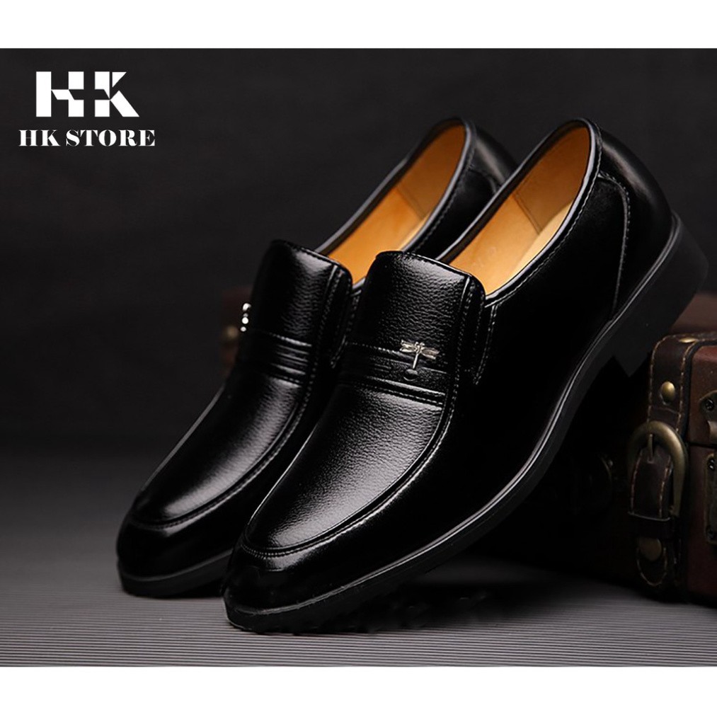 Giày nam trung tuổi cao cấp 💖 HK.STORE 💖 da bò thật 100% kết hợp đế kếp dành cho người trung tuổi cực lịch sự, cực êm.