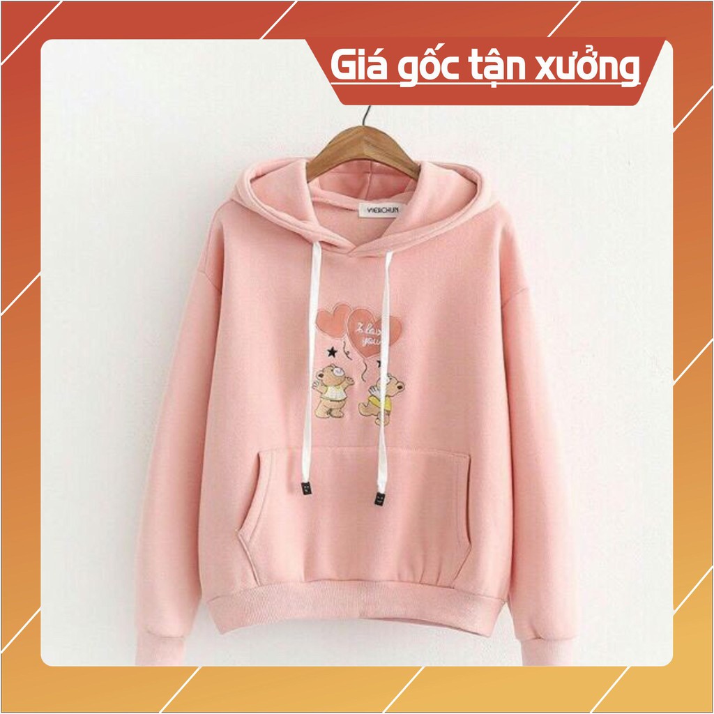 Free_Ship Áo khoác hoodie nỉ in gấu thả tim cute thời Trang Nữ mẫu mới nhất HIỆN NAY chất cho TEEN