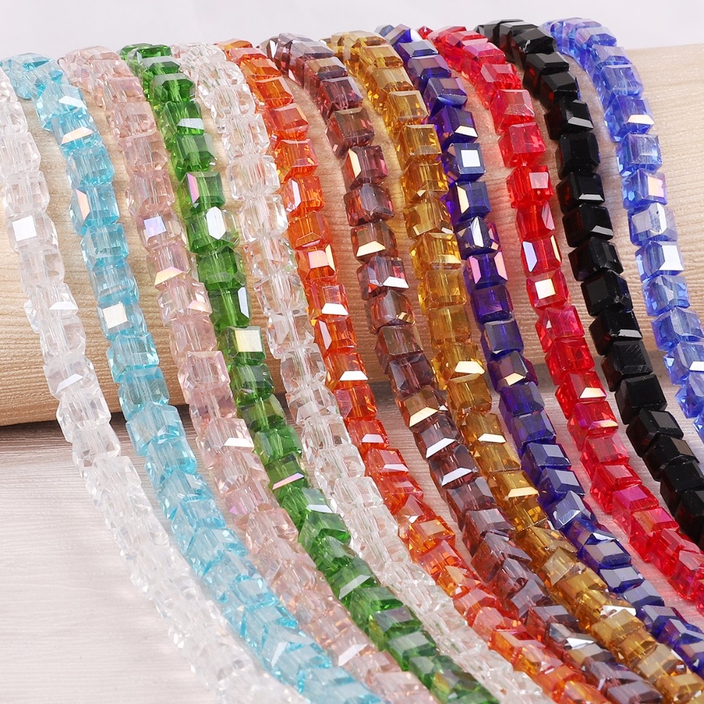 Set 20 hạt pha lê vuông 8mm nhiều màu sắc dùng làm trang sức