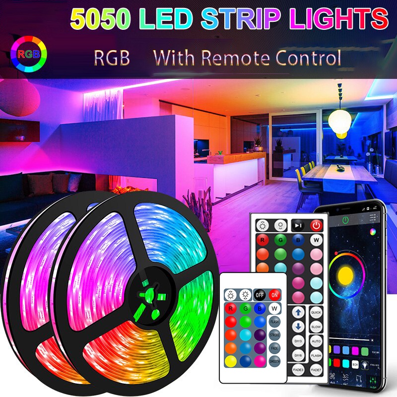 Đèn led tiktok 5M đổi màu RGB Điều khiển từ xa Đèn TV Đèn trang trí phòng ngủ bàn làm việc Dây Đèn LED giây dán