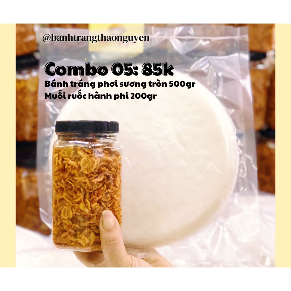 Combo bánh tráng phơi sương rìa muối nhuyễn sa tế hành phi tỏi phi