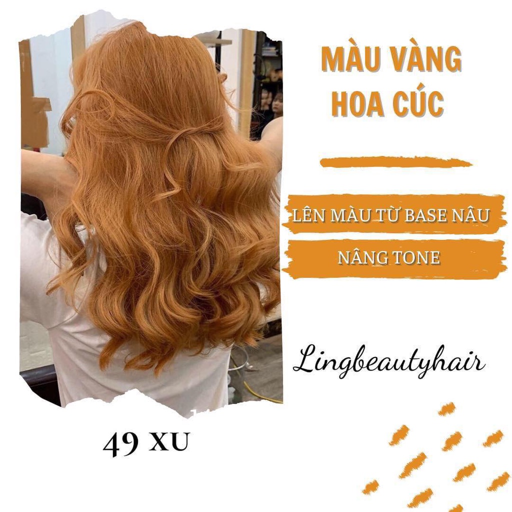 Thuốc nhuộm tóc màu vàng hoa cúc - chuẩn salon (màu nhuộm +oxi)