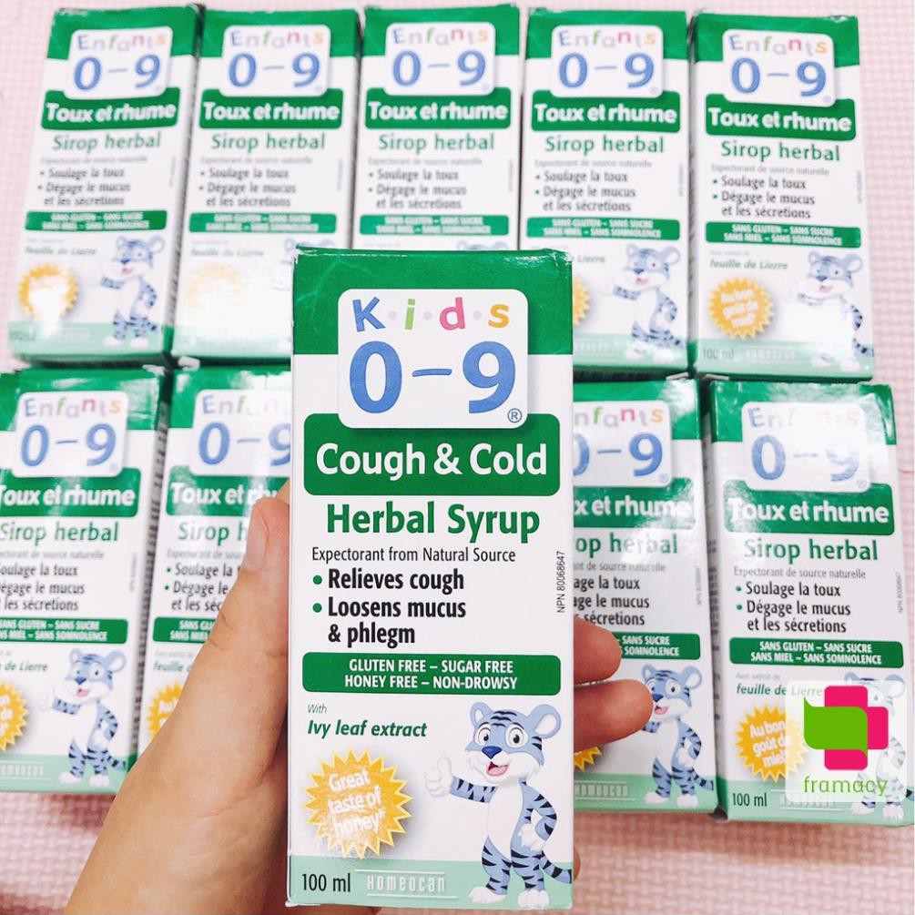 Siro lá thường xuân Kids 0-9 Cough & Cold Herbal Syrup, Canada (100ml) giúp giảm đa triệu chứng cho bé từ 0-12 tuổi