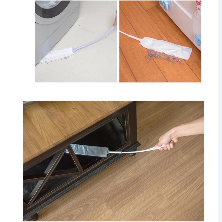Chổi quét rác khe hẹp, dẹt mỏng lau chùi nhà cửa tiện dụng tặng kèm 10 đầu lau bằng vải không dệt
