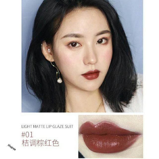 Huuvinh Set 5 Son Kem Nhung Hold Live Light Matte Lip Glaze Suit(2,5g/cây) MHB12