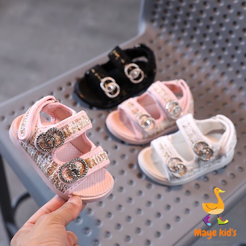 Sandal quai hậu bé gái quai dán tiện lợi đế chống trơn trượt tốt chất dạ tex đáng yêu dễ phối đồ cho bé mới nhất M2006