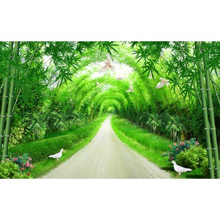 Tranh dán tường HD Cảnh đẹp rừng trúc HUD0375 Kim sa