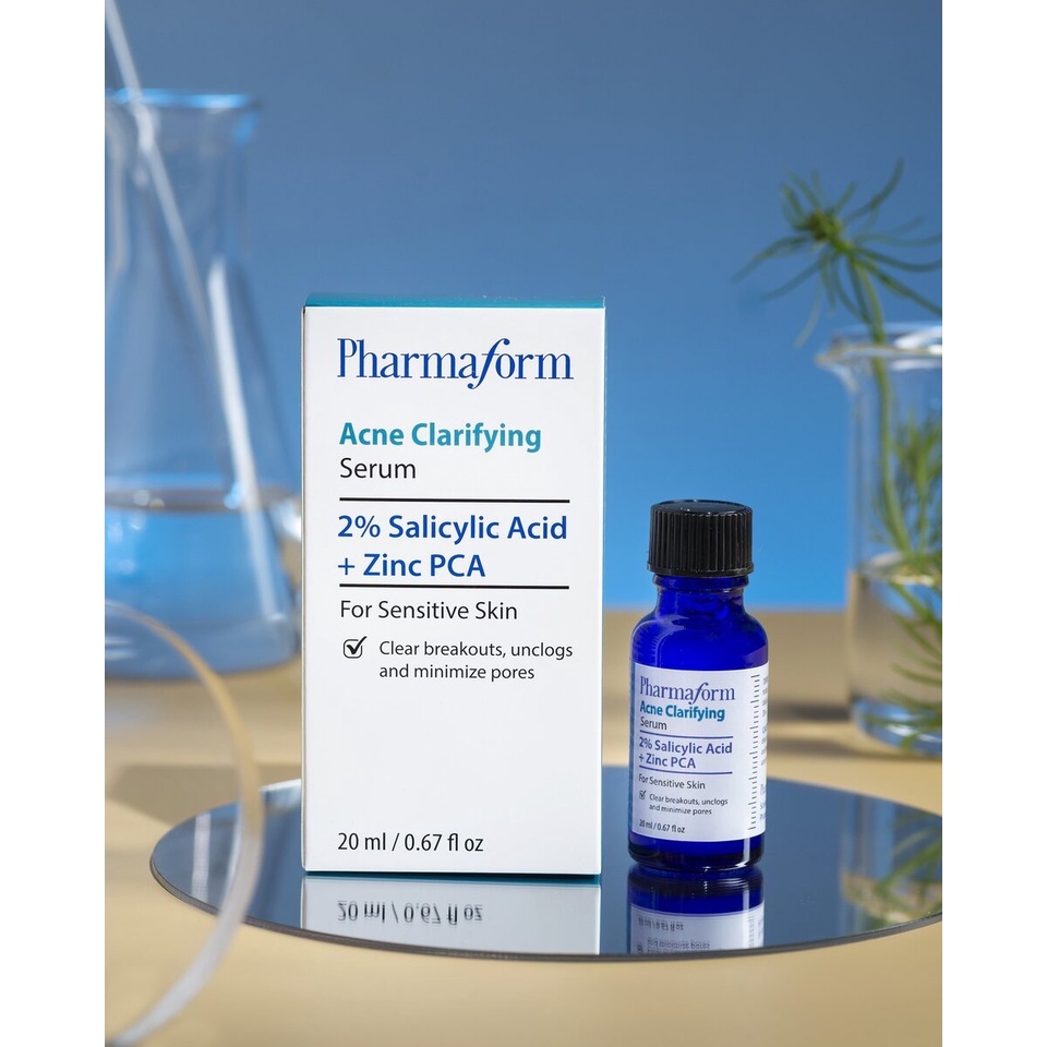 Serum giảm và ngăn ngừa mụn đầu đen cho da mặt, tinh chất se khít lỗ chân lông PHARMAFORM Acne Clarifying 20ml