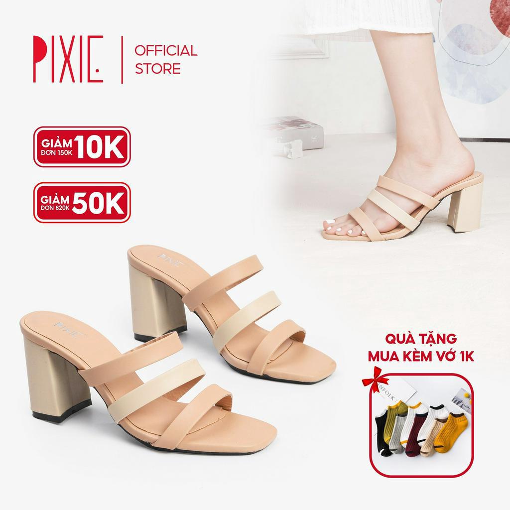 Guốc Cao Gót 7cm Quai Mảnh Phối Màu H092 Pixie