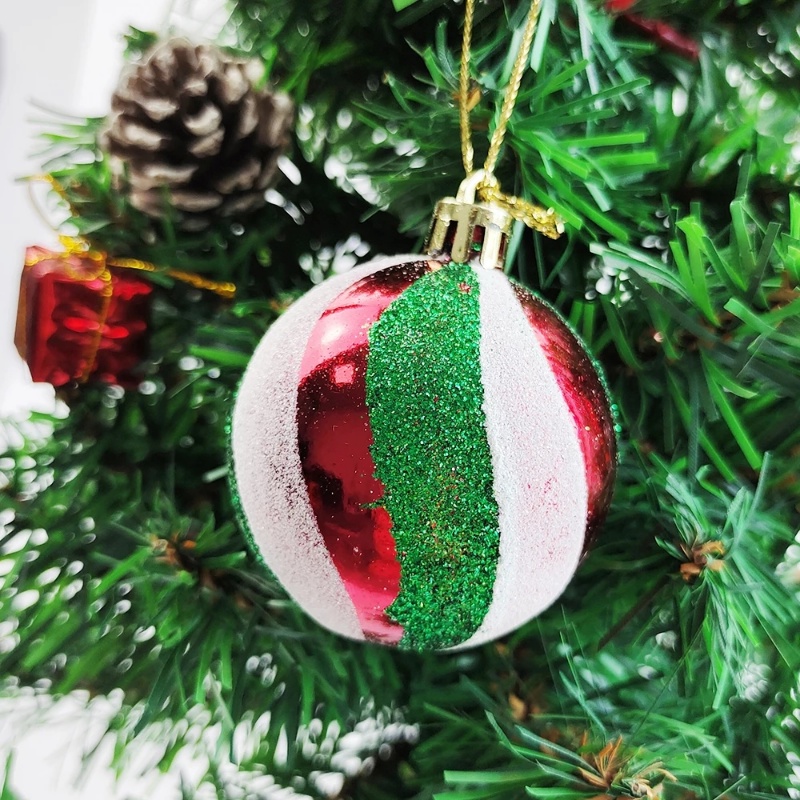 Set 6 Trái Châu 6CM Màu Đỏ Trang Trí Cây Thông Noel