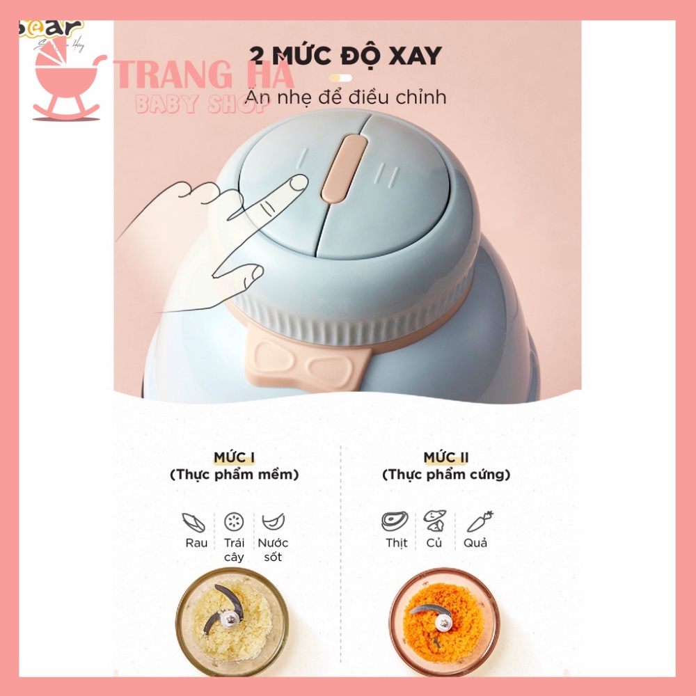 (Bản Quốc Tế) Máy Xay Ăn Dặm Bear 0,6L GR B06V1 Hình Nơ Xay Đa Năng Tiện Dụng Cho Bé Bảo Hành Chính Hãng 18 Tháng