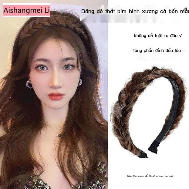 [Aishang Xinh Đẹp] Băng Đô Tết Tóc Giả Xương Cá Thắt Bím Tóc Tạo Kiểu Tóc Xương Cá Có Răng Chống Trượt Khí Chất