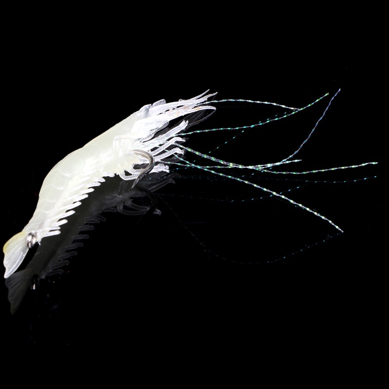 1 Mồi Câu Cá Hình Tôm Mềm 9cm Có Hạt Phát Sáng Và Xoay Được