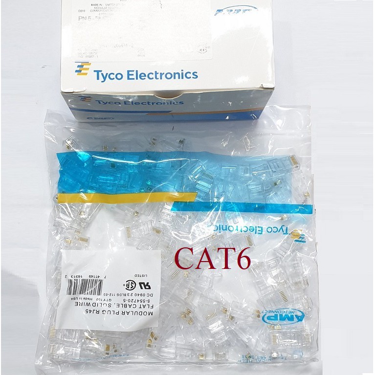 Đầu Bấm Hạt Mạng Conector Rj45 Cat6 Hộp 100 Hạt Màu Trắng Loại Tốt